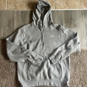 Nike Gray Hooded Pullover Sweatshirt with Swoosh